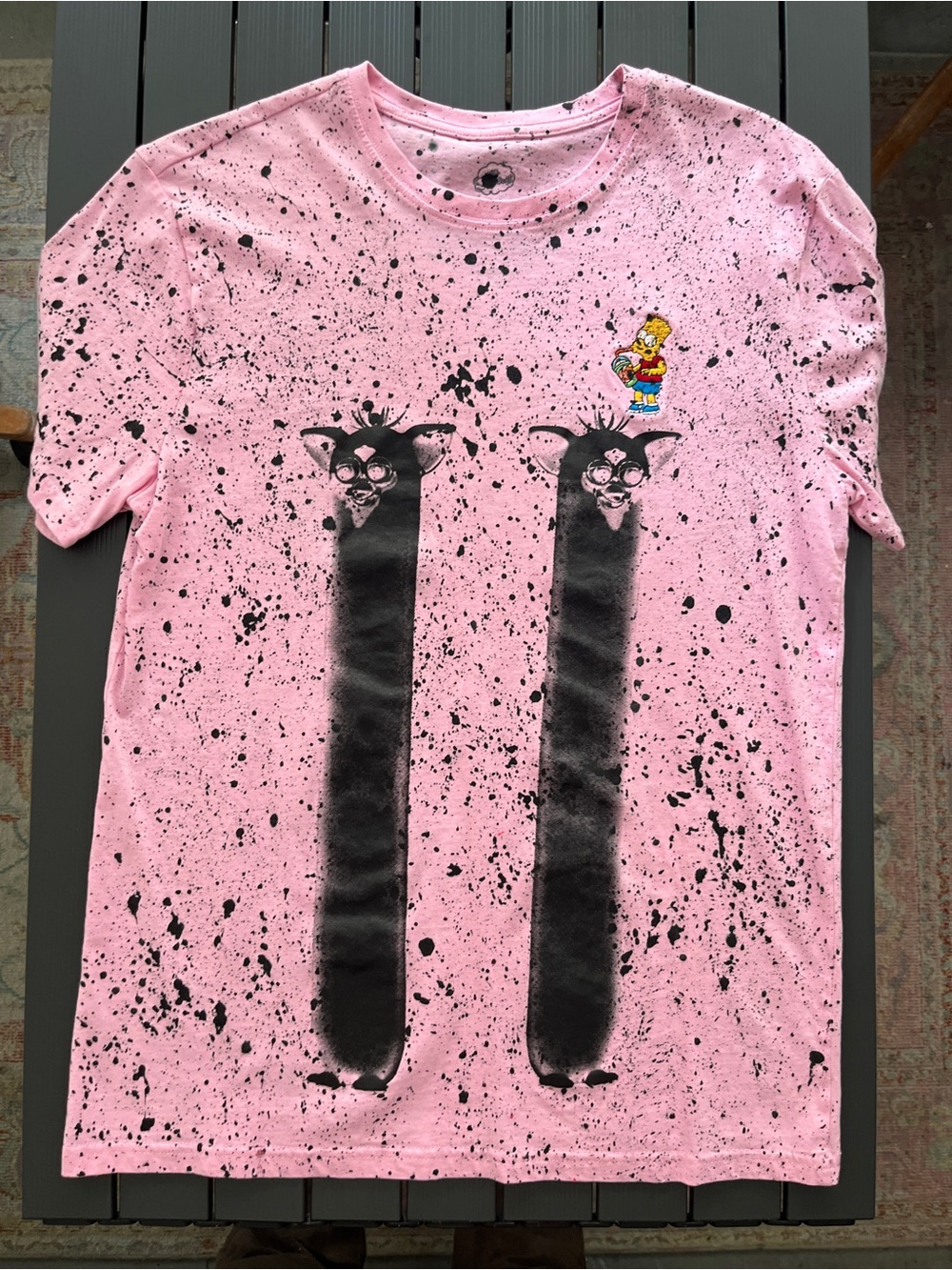 Pink simpsons Splatter Graphic Tee with Bart furby Garfield snoopy
